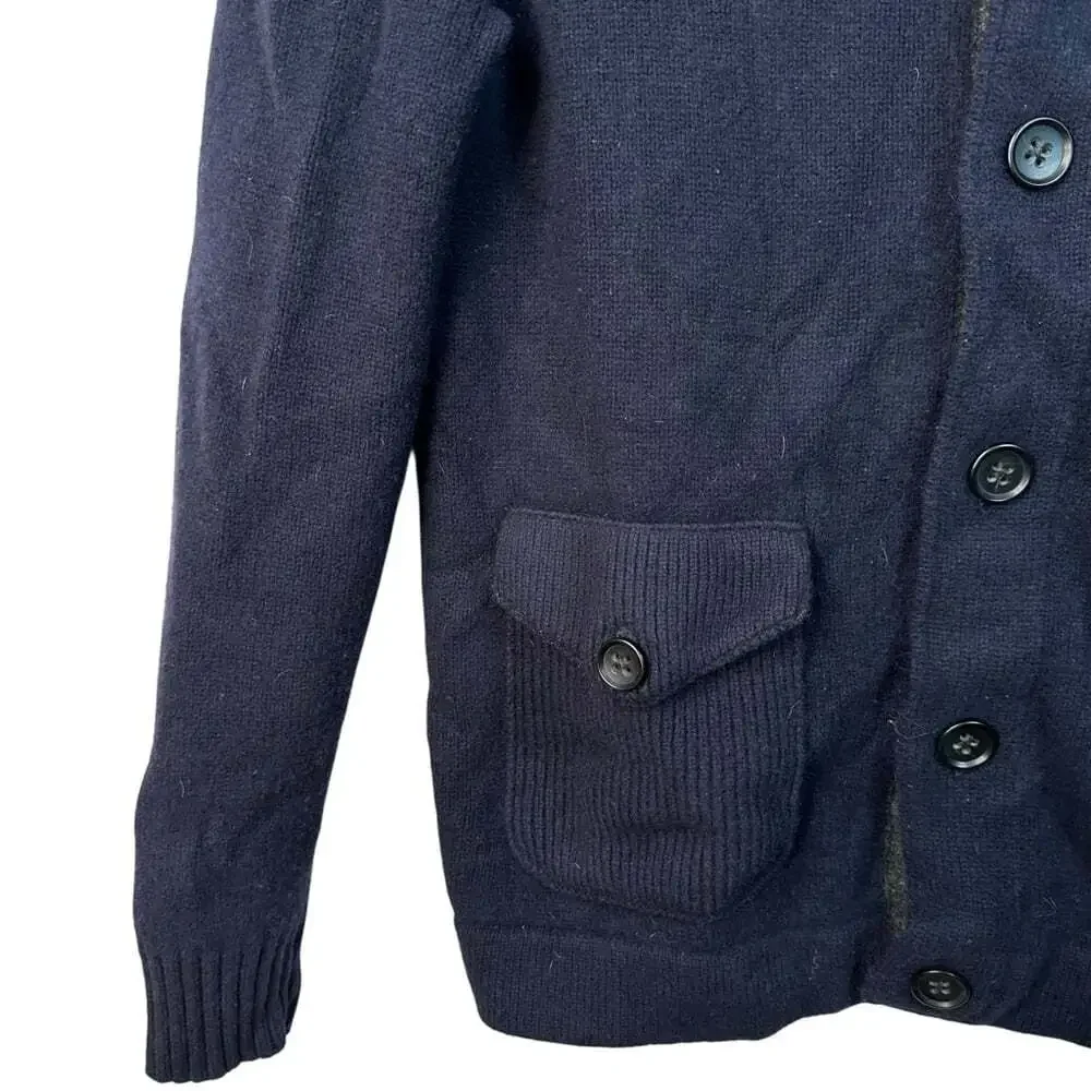 Banana Republic Merino Wool Cardigan Navy Gray Preppy Officecore Medium